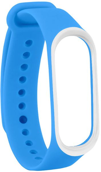 UWatch Double Color Replacement Silicone Band For Xiaomi Mi Band 3/4 Light Blue/White Line F_126695 фото