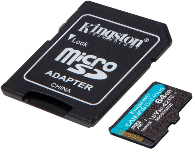 Kingston microSDHC/SDXC Canvas Go Plus 170R A2 U3 V30 Card SD adapter 64Gb F_119821 фото