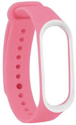 UWatch Double Color Replacement Silicone Band For Xiaomi Mi Band 3/4 Pink/White Line F_78581 фото