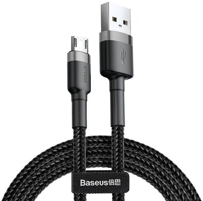Baseus Cafule Cable USB For Micro 2.4A 0.5M Gray Black F_139382 фото