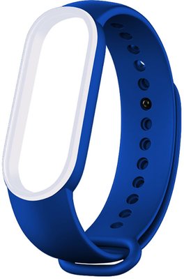 UWatch Double Color Replacement Silicone Band For Xiaomi Mi Band 5/6/7 Blue/White Line F_126638 фото
