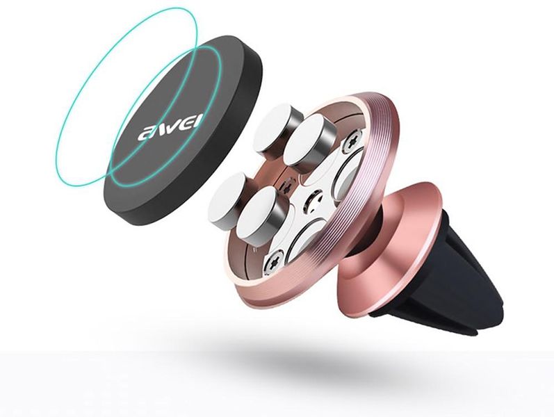 AWEI X5 Air Vent Magnet 360 Degree Rotate Car Mount Holder Rose Gold F_86262 фото