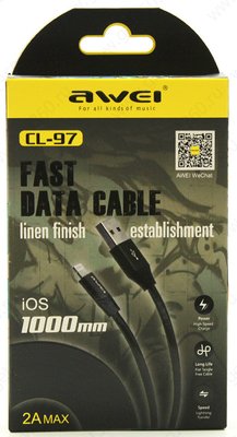 AWEI CL-97 Lightning cable 1m Black F_92047 фото