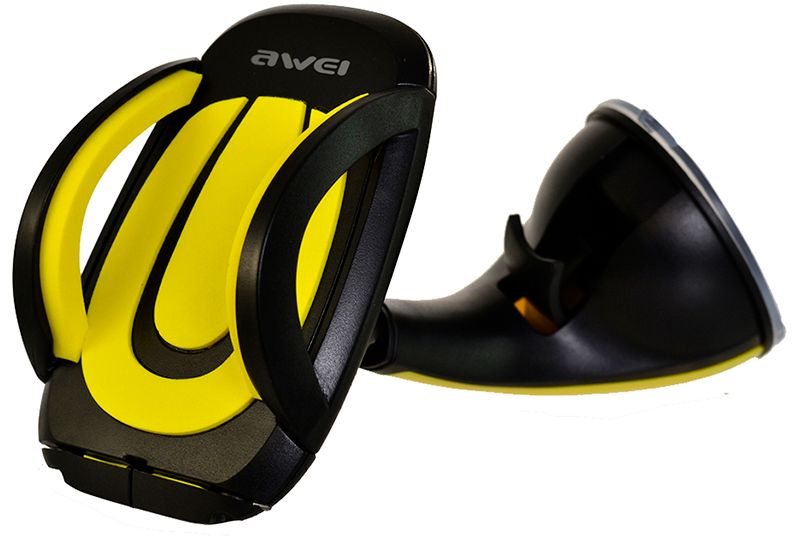 AWEI X7 Car Mobile Holder With Suction Cup Black/Yellow F_86268 фото