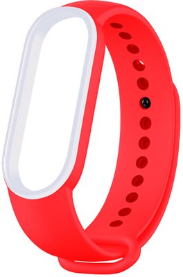 UWatch Double Color Replacement Silicone Band For Xiaomi Mi Band 5/6/7 Red/White Line F_126637 фото
