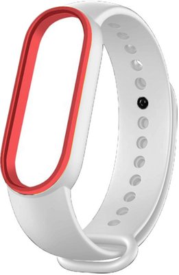 UWatch Double Color Replacement Silicone Band For Xiaomi Mi Band 5/6/7 White/Red Line F_126642 фото