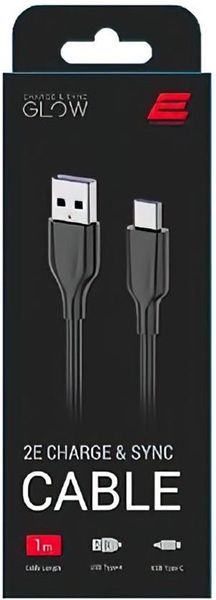 2E USB-A - USB-C Glow 1m Black F_139439 фото