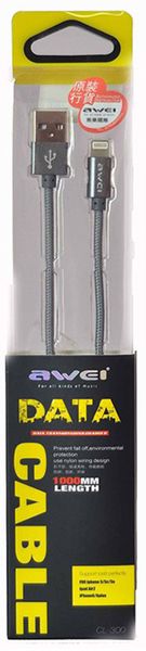 AWEI CL-300 Lightning cable 1m Grey F_87215 фото