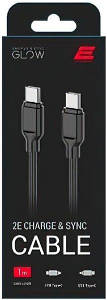 2E USB-C - USB-C Glow 60W 1m Black F_139437 фото