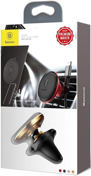 Baseus Magnetic Air Vent Car Mount Holder with cable clip Gold F_54809 фото