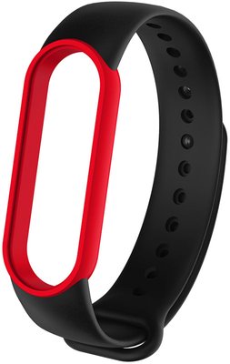 UWatch Replacement Silicone Band For Xiaomi Mi Band 5/6/7 Black/Red Frame F_126660 фото