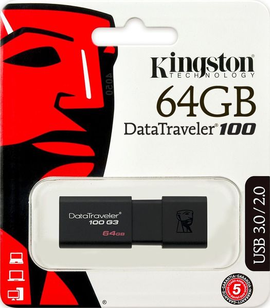 Kingston DataTraveler 100 G3 USB 3.0 64Gb Black F_38113 фото