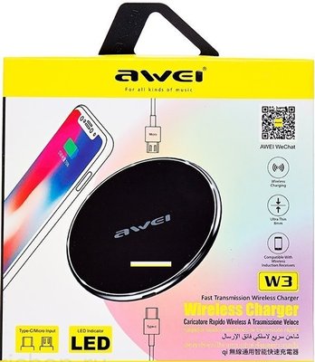 AWEI W3 Wireless Charger Black F_89527 фото