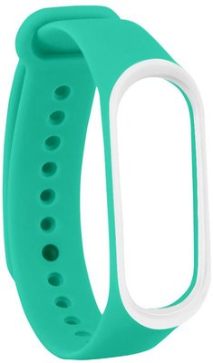 UWatch Double Color Replacement Silicone Band For Xiaomi Mi Band 3/4 Mint/White Line F_126692 фото