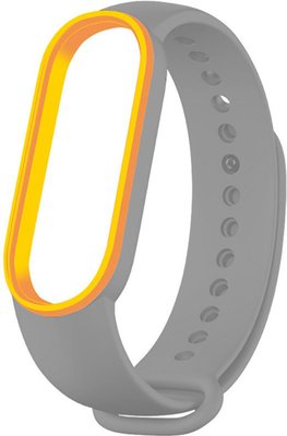 UWatch Double Color Replacement Silicone Band For Xiaomi Mi Band 5/6/7 Grey/Yellow Line F_126644 фото