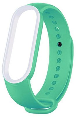 UWatch Double Color Replacement Silicone Band For Xiaomi Mi Band 5/6/7 Mint/White Line F_126636 фото