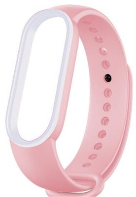 UWatch Double Color Replacement Silicone Band For Xiaomi Mi Band 5/6/7 Pink/White Line F_126640 фото
