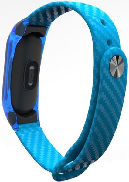 UWatch Silicon Carbon Fiber Crystal PC Frame Replacement Wrist Band For Mi Band 2 Blue F_63843 фото