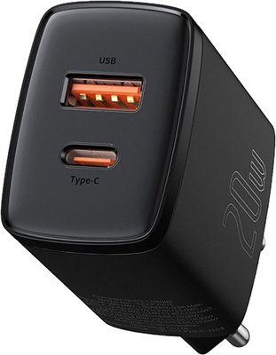 Baseus Compact Quick Charger 20W USB-A/USB-C Black F_138925 фото