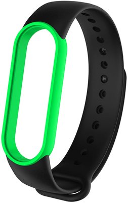 UWatch Replacement Silicone Band For Xiaomi Mi Band 5/6/7 Black/Green Frame F_126665 фото