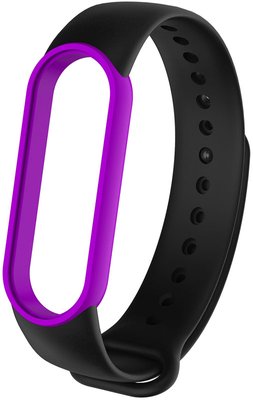 UWatch Replacement Silicone Band For Xiaomi Mi Band 5/6/7 Black/Purple Frame F_126669 фото