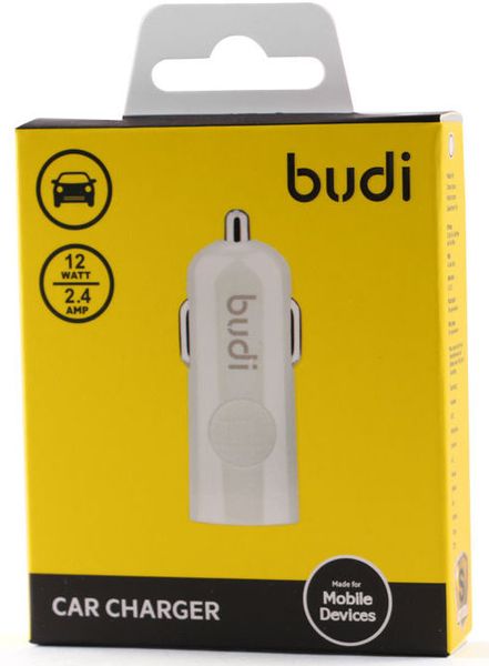 BUDI Car charger White Led 1USB 2.4A White F_51896 фото
