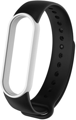 UWatch Replacement Silicone Band For Xiaomi Mi Band 5/6/7 Black/White Frame F_126664 фото