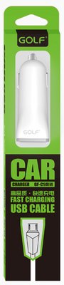 GOLF GF-C1 Car charger + Micro cable 1USB 1A White F_45771 фото