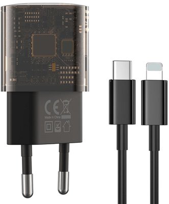 XO CE05 1USB+1Type-C PD30W+QC3.0 18W + Lightning Cable Black F_142813 фото