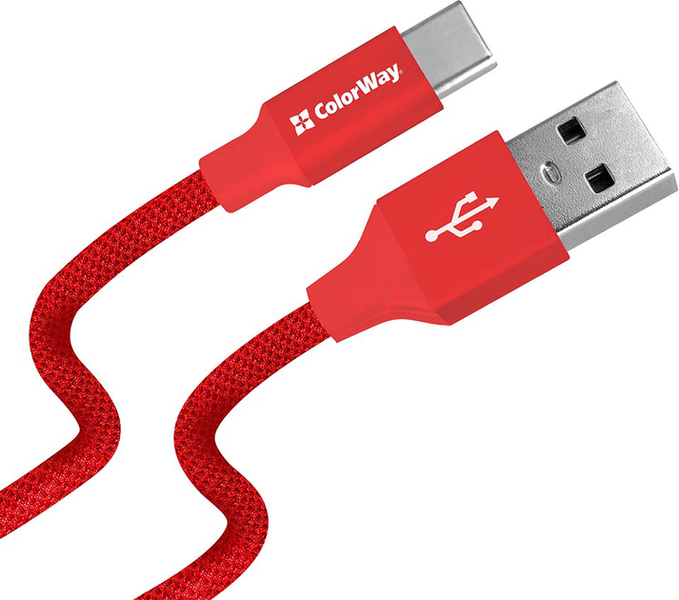 ColorWay USB - Type-C 2.4А 2м Red 143823 фото