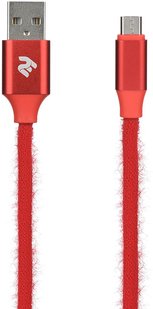 2E Fur USB 2.4 - Micro USB Cable 1m Red 137491 фото