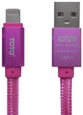 TOTO TKG-27 Metal Braided Flat USB cable Lightning 1m Pink 42539 фото