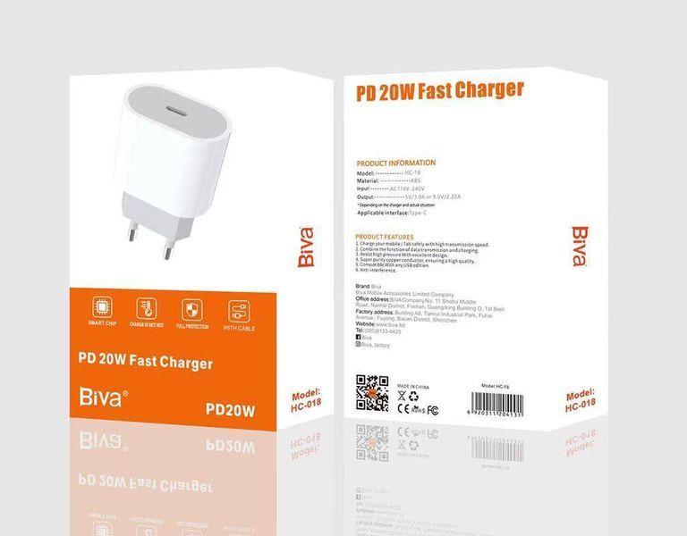 Biva HC-18 20W Type-C Charger White 144795 фото