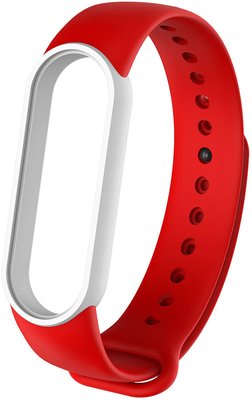 UWatch Replacement Silicone Band For Xiaomi Mi Band 5/6/7 Red/White Frame F_126659 фото