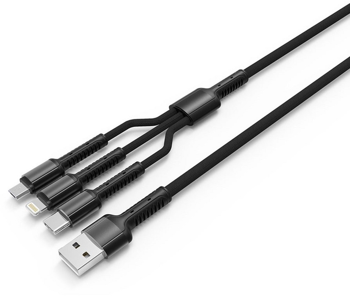ColorWay 3в1 Lightning+MicroUSB+Type-C 4.0A 20W Grey 143798 фото
