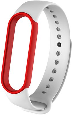 UWatch Replacement Silicone Band For Xiaomi Mi Band 5/6/7 White/Red Frame F_126658 фото