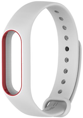 UWatch Double Color Replacement Silicone Band For Xiaomi Mi Band 2 White/Red Line 72742 фото