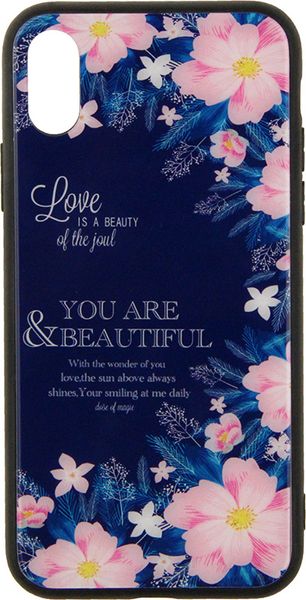 TOTO Glass Fashionable Case Apple iPhone X Flower on Blue 92203 фото