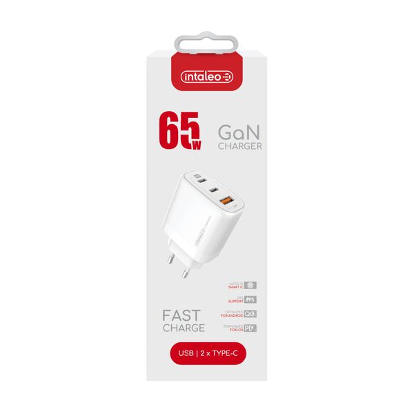 Intaleo TCG65GAN 65W GAN 2USB-C PD+USB-A QC 3.0 White 145277 фото