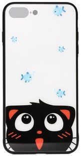 TOTO Cartoon Print Glass Case Apple iPhone 7 Plus/8 Plus Cat and fish 93186 фото