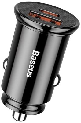 Baseus USB Car Charger USB 3.0 + USB-C 30W Black F_139377 фото