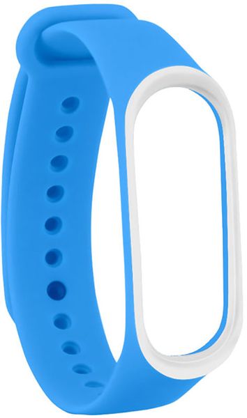 UWatch Double Color Replacement Silicone Band For Xiaomi Mi Band 3/4 Light Blue/White Line 126695 фото