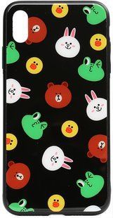 TOTO Cartoon Print Glass Case Apple iPhone X/XS Line friends Black 93596 фото