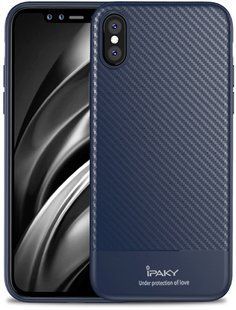 Ipaky Carbon Fiber Series/TPU Case With Carbon Fiber Apple iPhone XS Max Blue 98945 фото