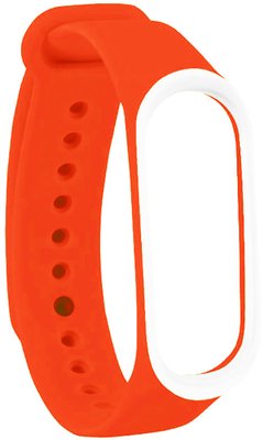 UWatch Double Color Replacement Silicone Band For Xiaomi Mi Band 3/4 Orange/White Line 126693 фото