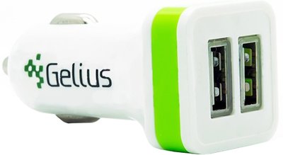 Gelius АЗУ Gold Edition 2USB 2,4A White/Green F_49132 фото