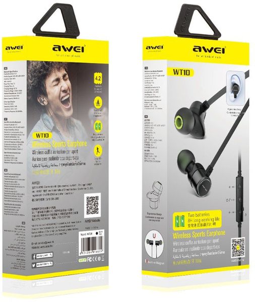 AWEI WT10 Bluetooth Earphones Black 85090 фото