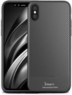 Ipaky Carbon Fiber Series/TPU Case With Carbon Fiber Apple iPhone XS Max Gray 98946 фото