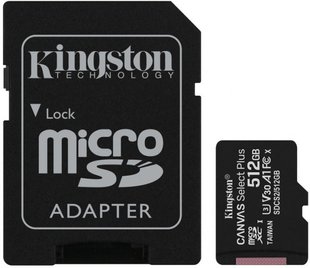 Kingston microSDHC/SDXC UHS-I Class 10 Canvas Select Plus SD адаптер 512Gb 119819 фото