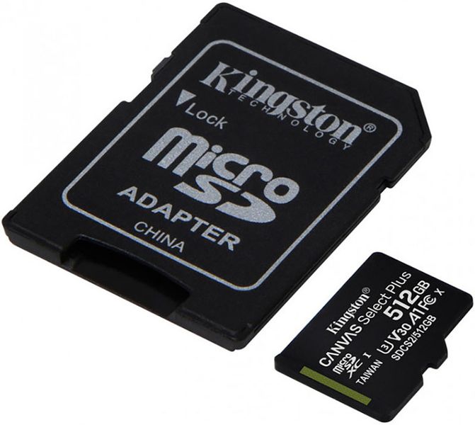 Kingston microSDHC/SDXC UHS-I Class 10 Canvas Select Plus SD адаптер 512Gb 119819 фото